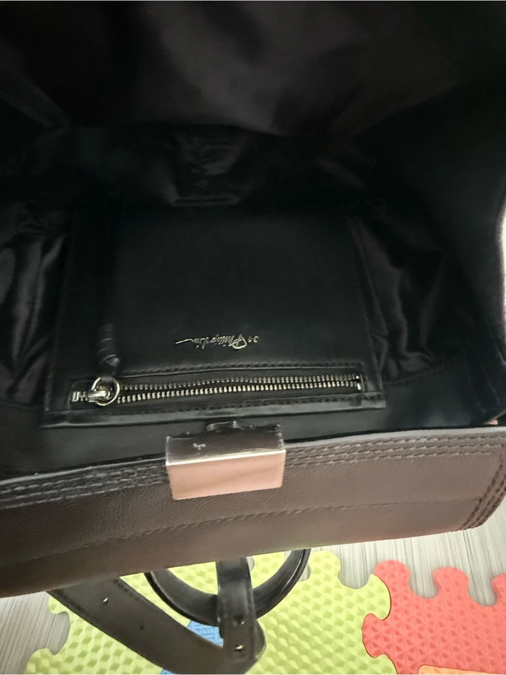3.1 Phillip Lim Black/Blue Croc Embossed Leather Mini Pashli Satchel